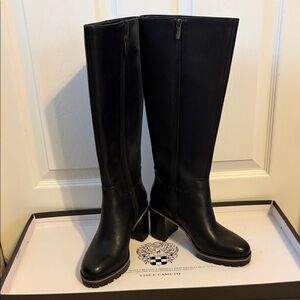 Vince Camuto Narrow calf knee-high Black Leather Block Heel boot NEW!